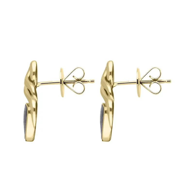 9ct Yellow Gold Blue John Celtic Triangle Stud Earrings sold by Jura Watches product image thumbnail 2