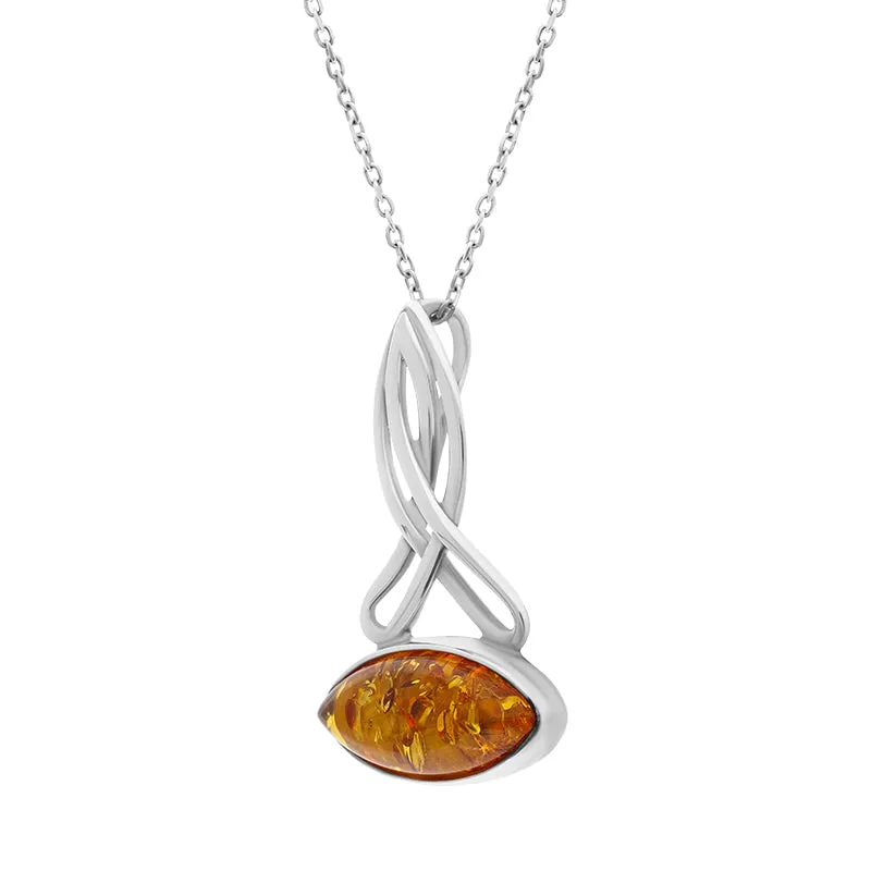 Sterling Silver Amber Wide Marquise Celtic Necklace sold by Jura Watches product image thumbnail 2