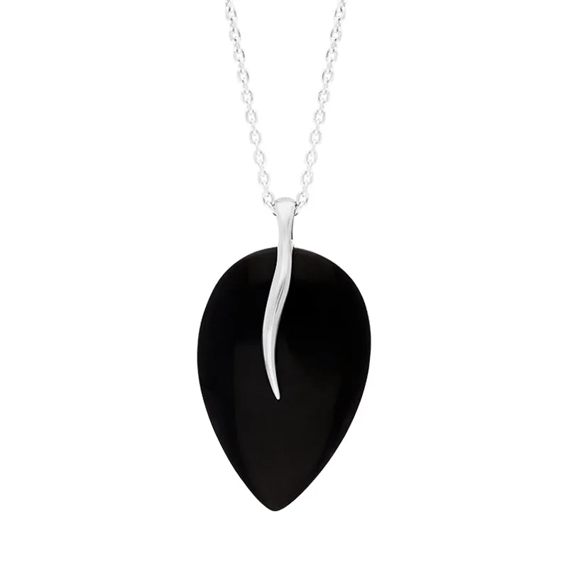 Sterling Silver Whitby Jet Leaf Necklace sold by Jura Watches