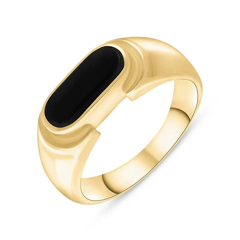 18ct Yellow Gold Whitby Jet Oval Dodgem Ring sold by Jura Watches