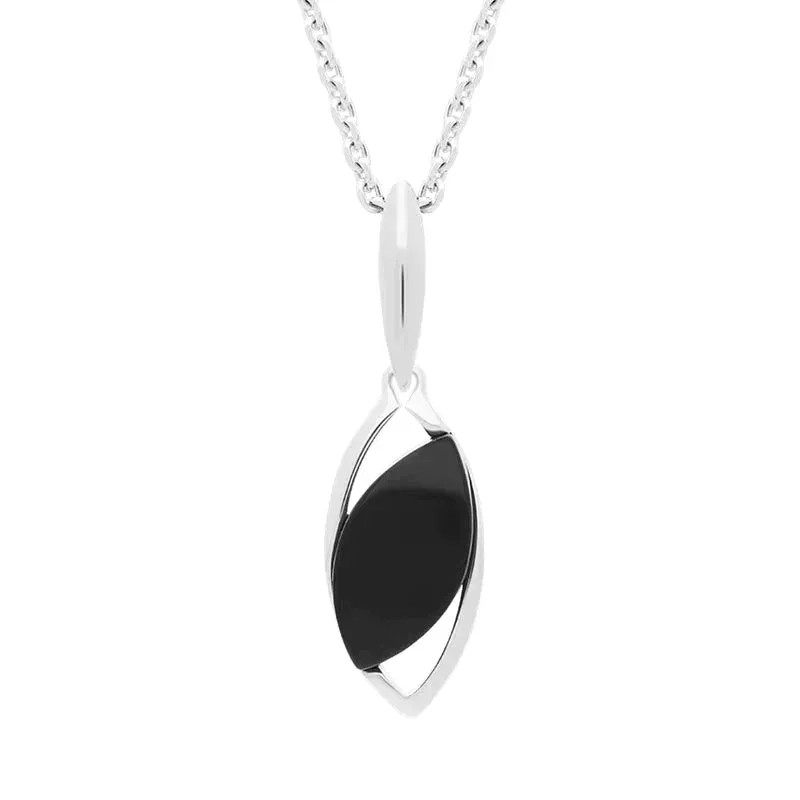 Sterling Silver Whitby Jet Off Set Necklace sold by Jura Watches