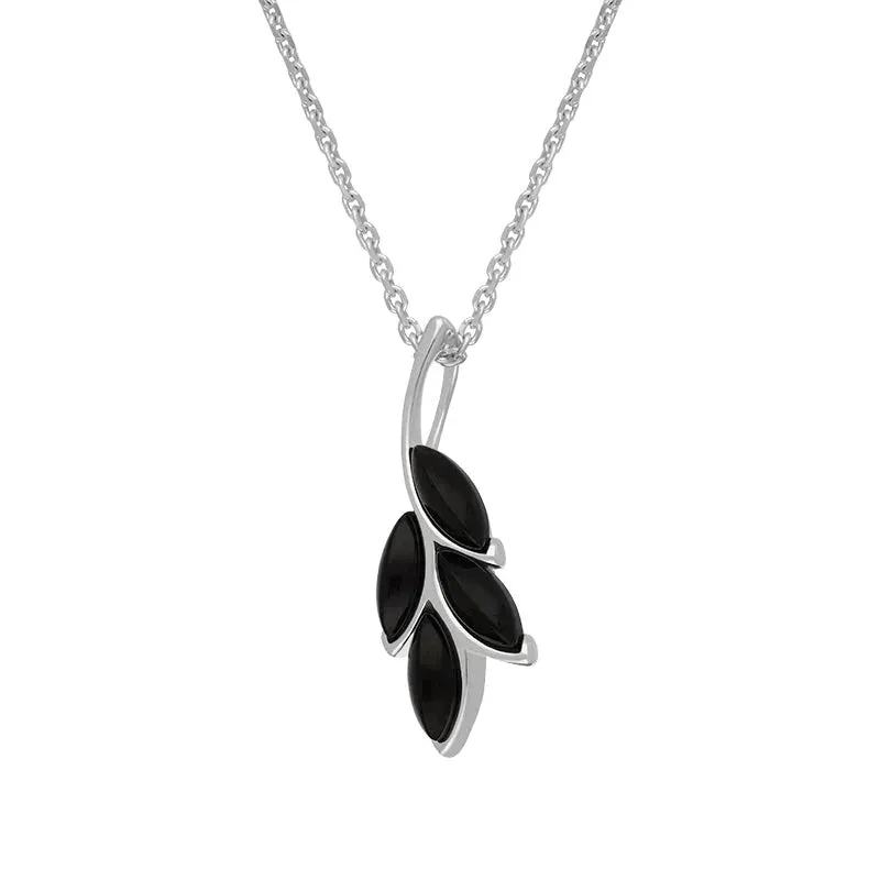 Sterling Silver Whitby Jet Four Leaf Necklace sold by Jura Watches product image thumbnail 2
