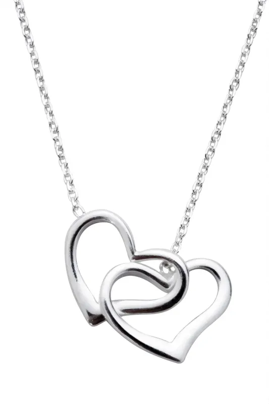 Sterling Silver Linked Heart Necklace sold by Jura Watches