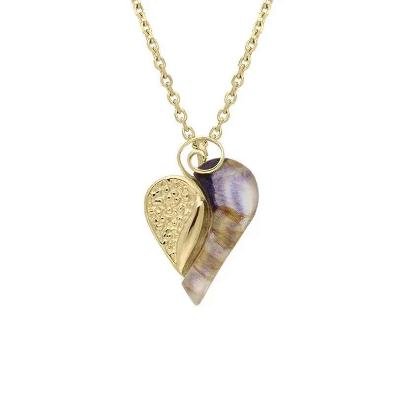 9ct Yellow Gold Blue John Swirl Heart Necklace sold by Jura Watches