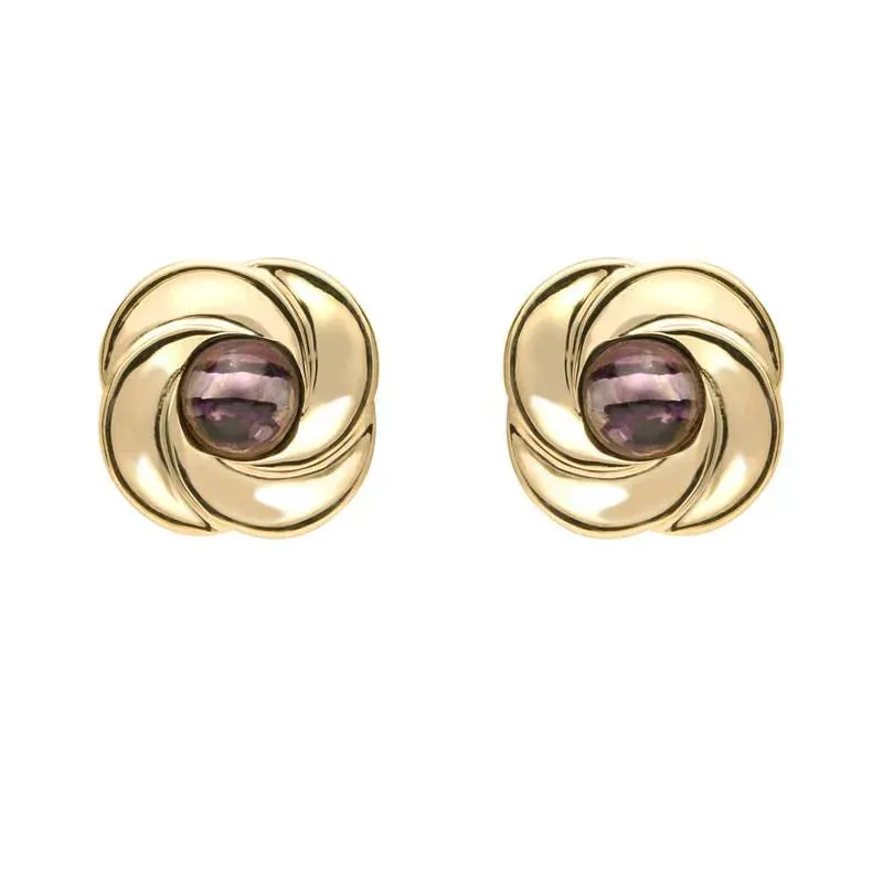 9ct Yellow Gold Blue John Round Swirl Stud Earrings sold by Jura Watches