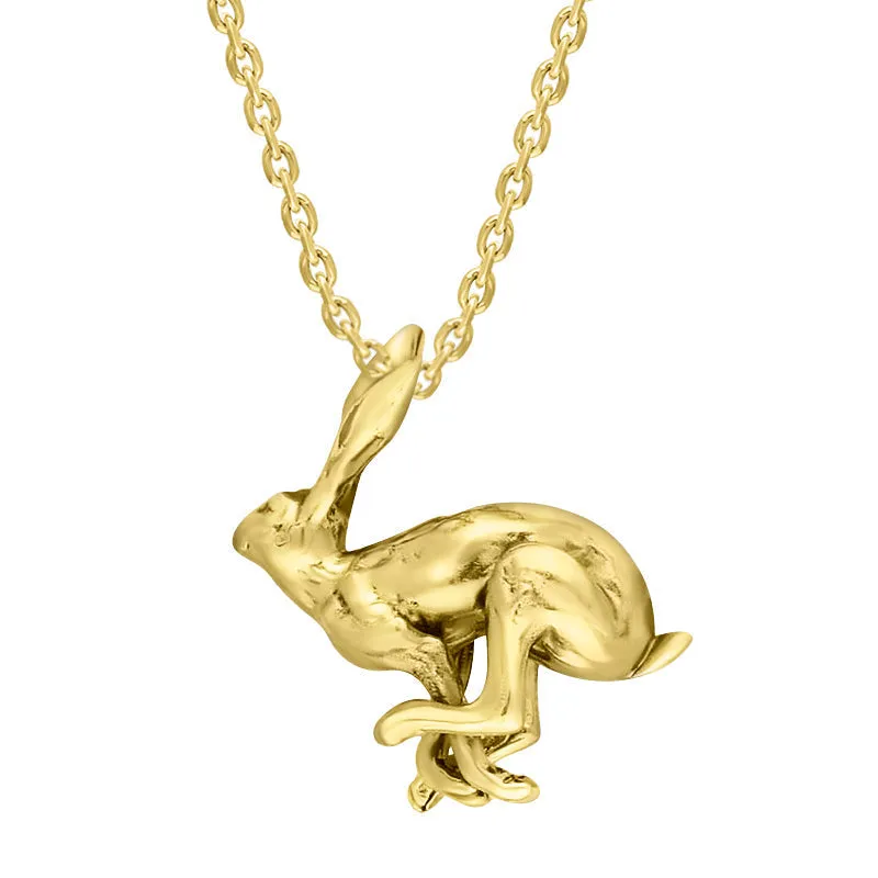 9ct Yellow Gold Large Running Hare Necklace sold by Jura Watches