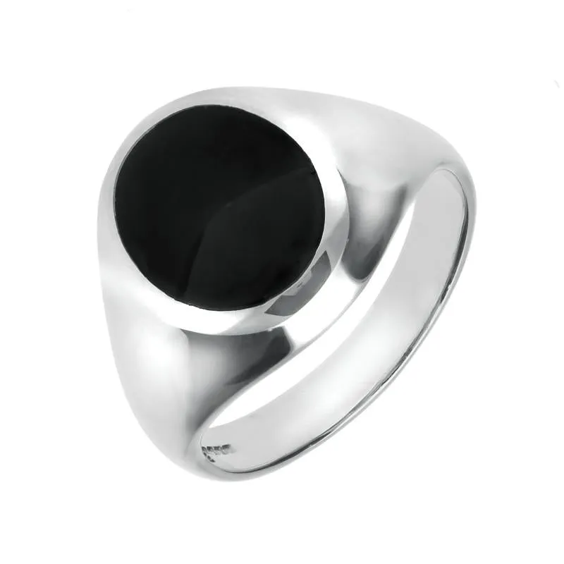 Sterling Silver Whitby Jet Medium Oval Signet Ring sold by Jura Watches