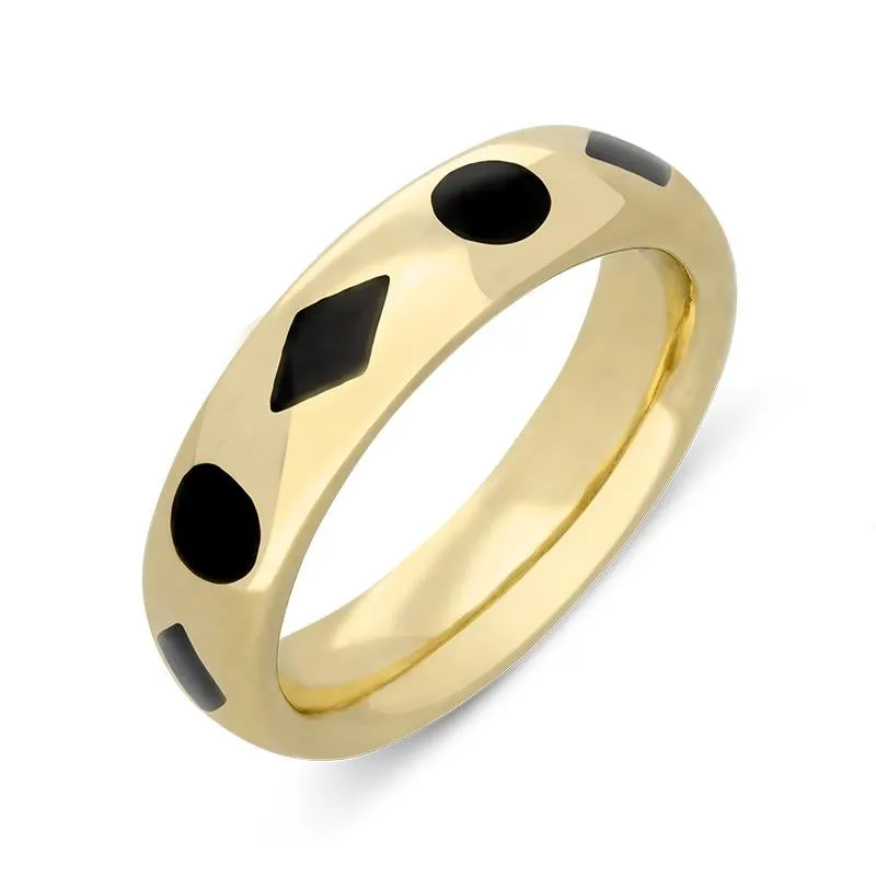 9ct Yellow Gold Whitby Jet Wedding Band Ring sold by Jura Watches