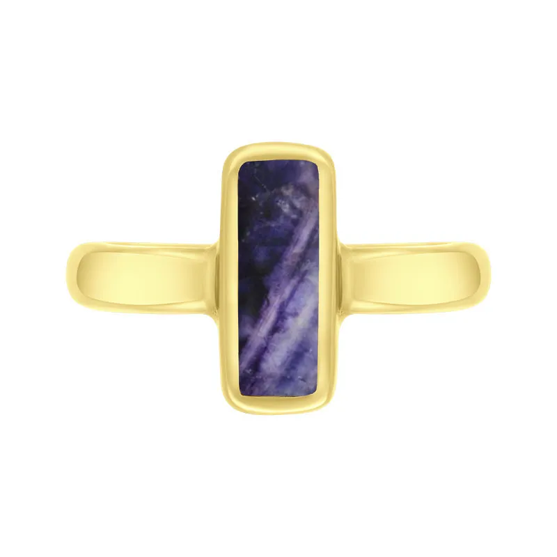9ct Yellow Gold Blue John Slim Oblong Ring sold by Jura Watches product image thumbnail 3