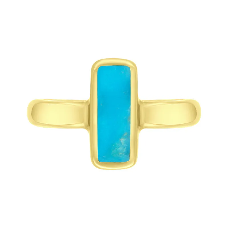9ct Yellow Gold Turquoise Slim Oblong Ring sold by Jura Watches product image thumbnail 3