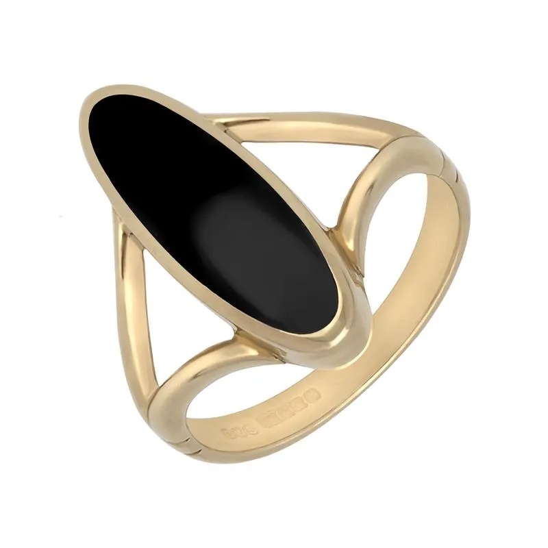 9ct Yellow Gold Whitby Jet Oval Shaped Ring sold by Jura Watches