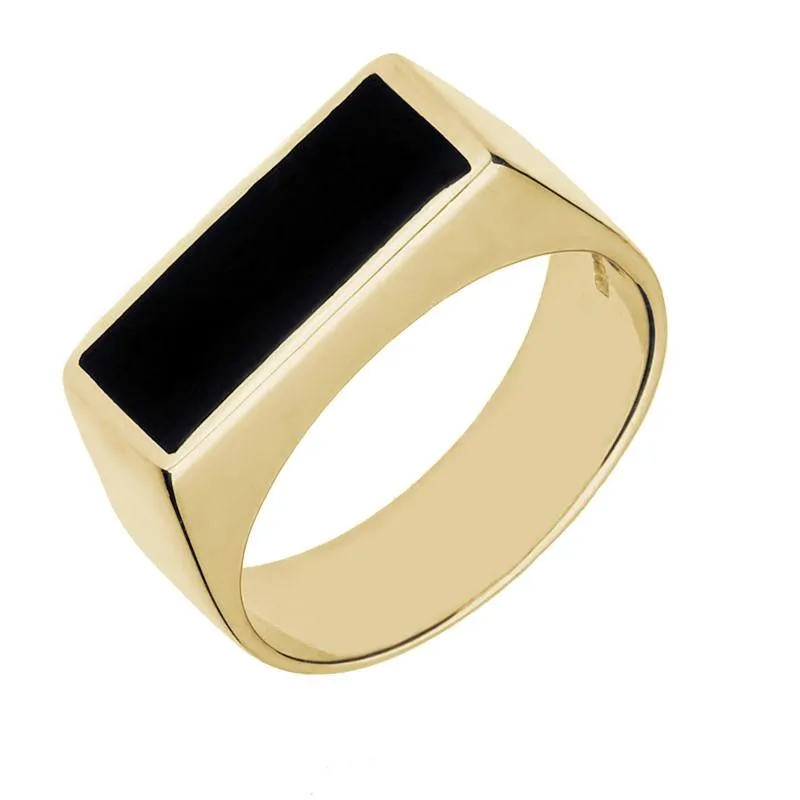 9ct Yellow Gold Whitby Jet Flat Top Signet Ring sold by Jura Watches