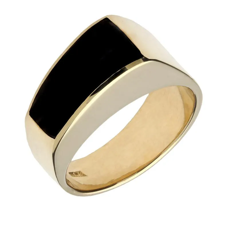 9ct Yellow Gold Whitby Jet Tapered Band Ring sold by Jura Watches