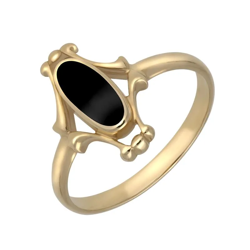 9ct Yellow Gold Whitby Jet Oval Fancy Ring sold by Jura Watches