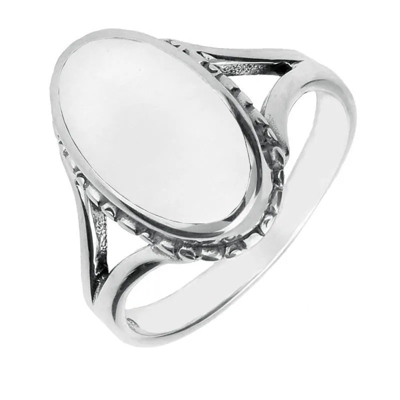 Sterling Silver Bauxite Oval Rope Edge Ring sold by Jura Watches