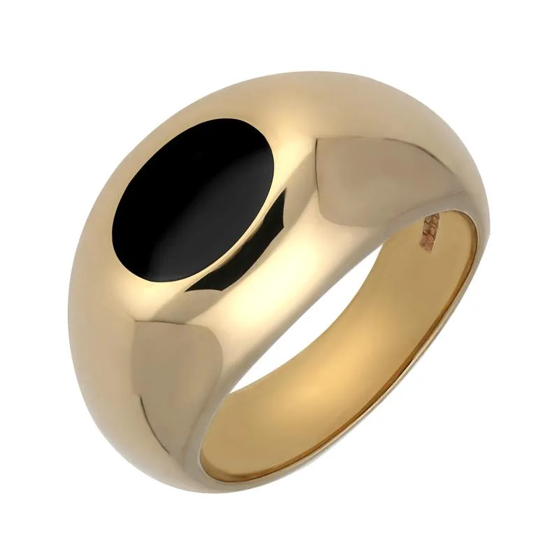 9ct Yellow Gold Whitby Jet Domed Oval Signet Ring D sold by Jura Watches