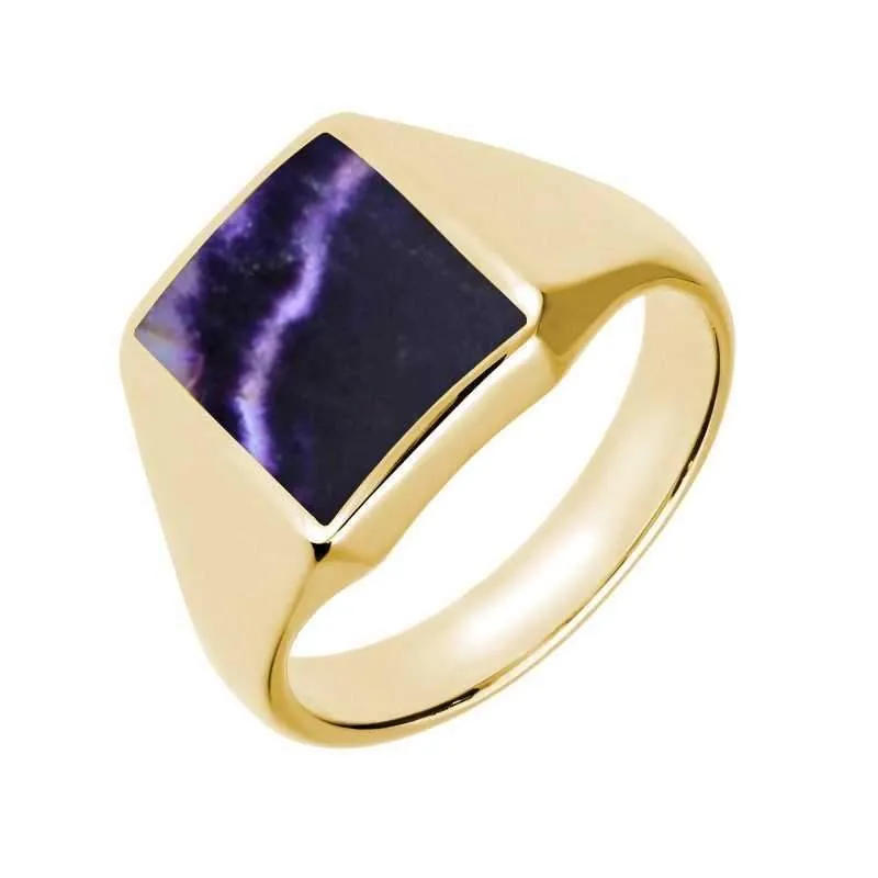 9ct Yellow Gold Blue John Oblong Signet Ring sold by Jura Watches