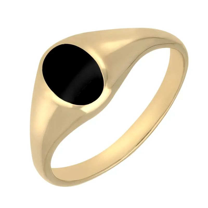 9ct Yellow Gold Whitby Jet Small Oval Signet Ring sold by Jura Watches