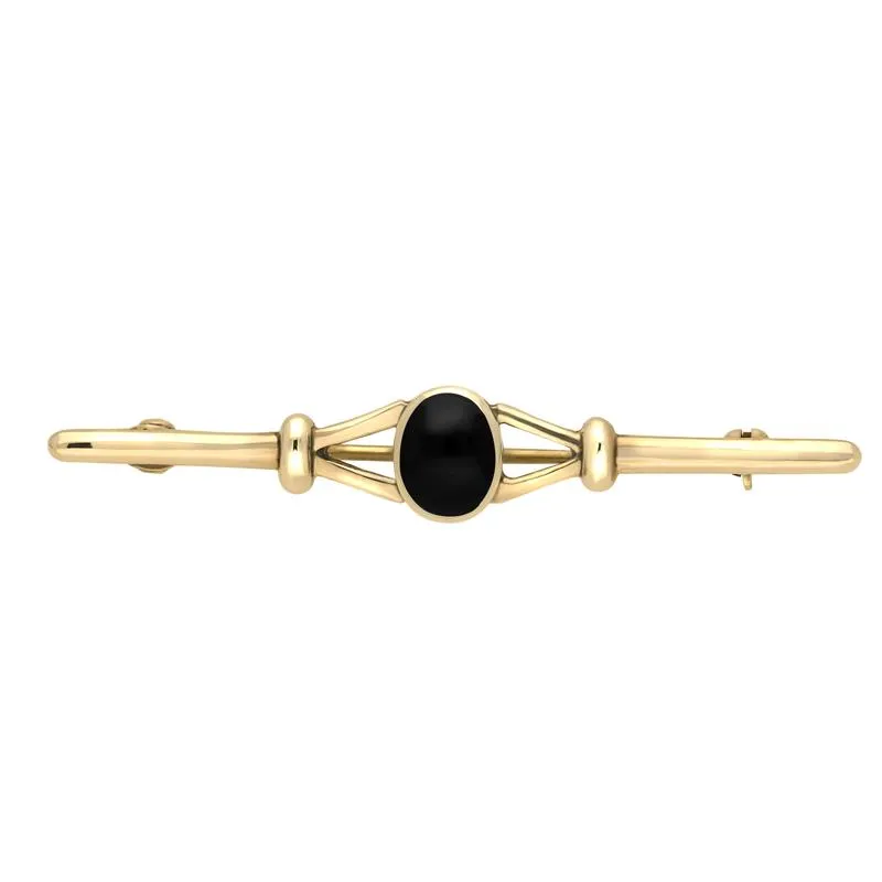 9ct Yellow Gold Whitby Jet Bar Brooch sold by Jura Watches