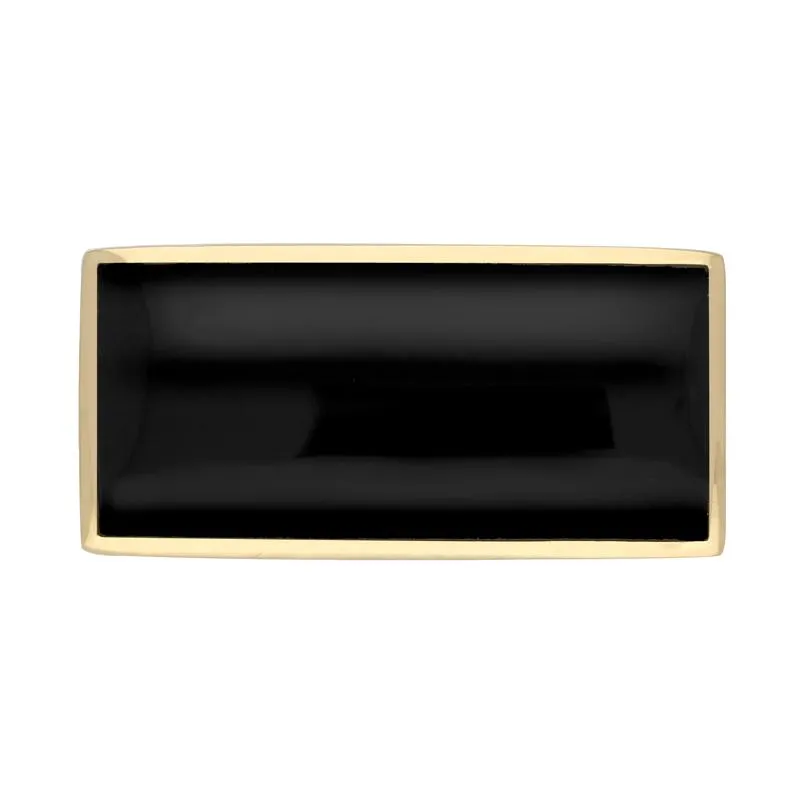 9ct Yellow Gold Whitby Jet Contemporary Oblong Brooch sold by Jura Watches