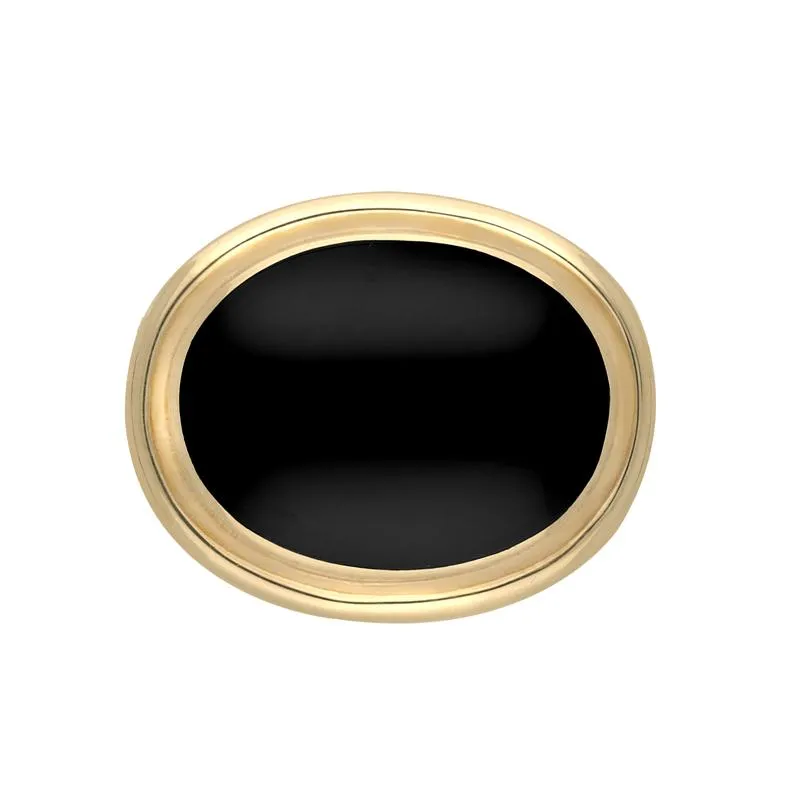 9ct Yellow Gold Whitby Jet Classic Framed Oval Brooch sold by Jura Watches
