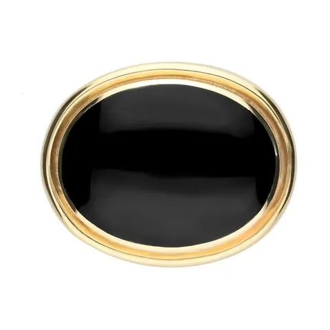 9ct Yellow Gold Whitby Jet Large Classic Framed Oval Brooch sold by Jura Watches