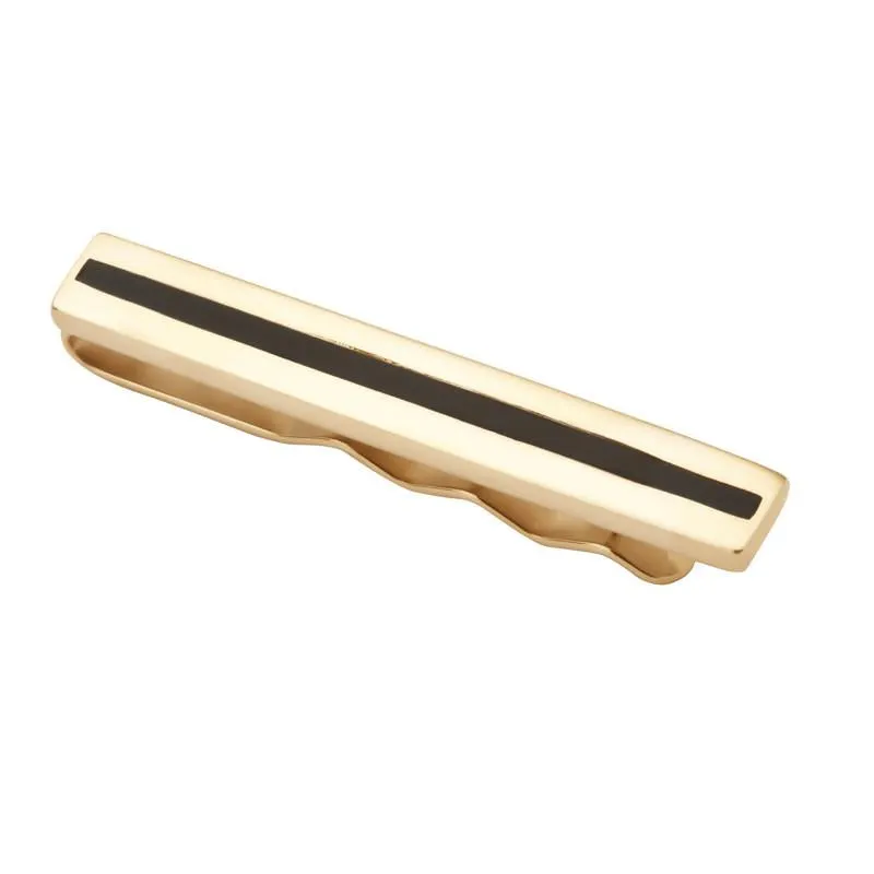 9ct Yellow Gold Whitby Jet Inlaid Tie Slide sold by Jura Watches