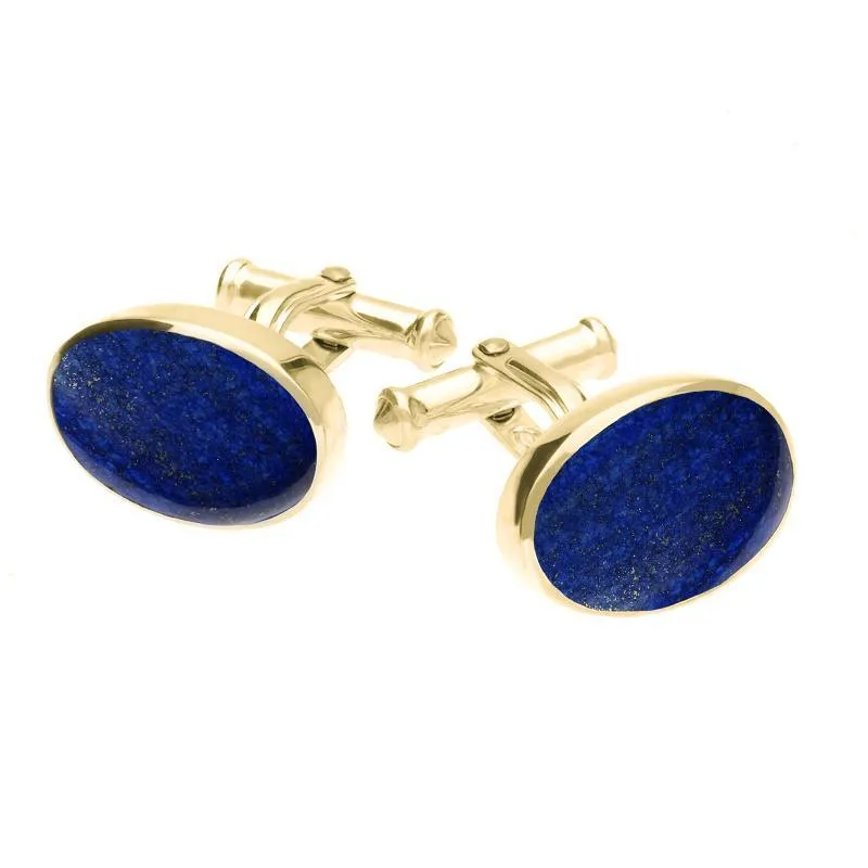 9ct Yellow Gold Lapis Lazuli Oval Cushion Cufflinks sold by Jura Watches