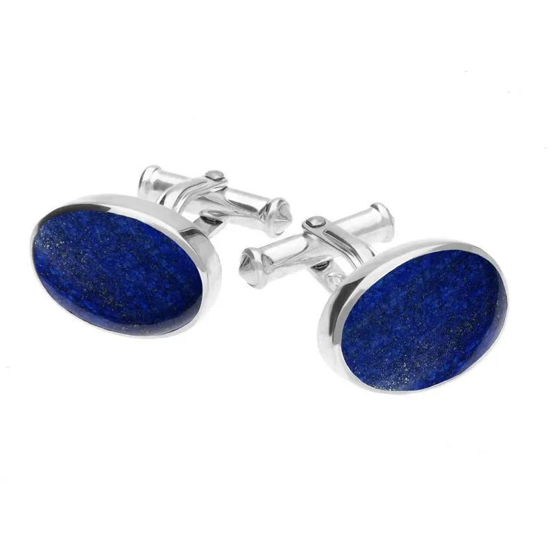 Sterling Silver Lapis Lazuli Oval Cushion Cufflinks sold by Jura Watches