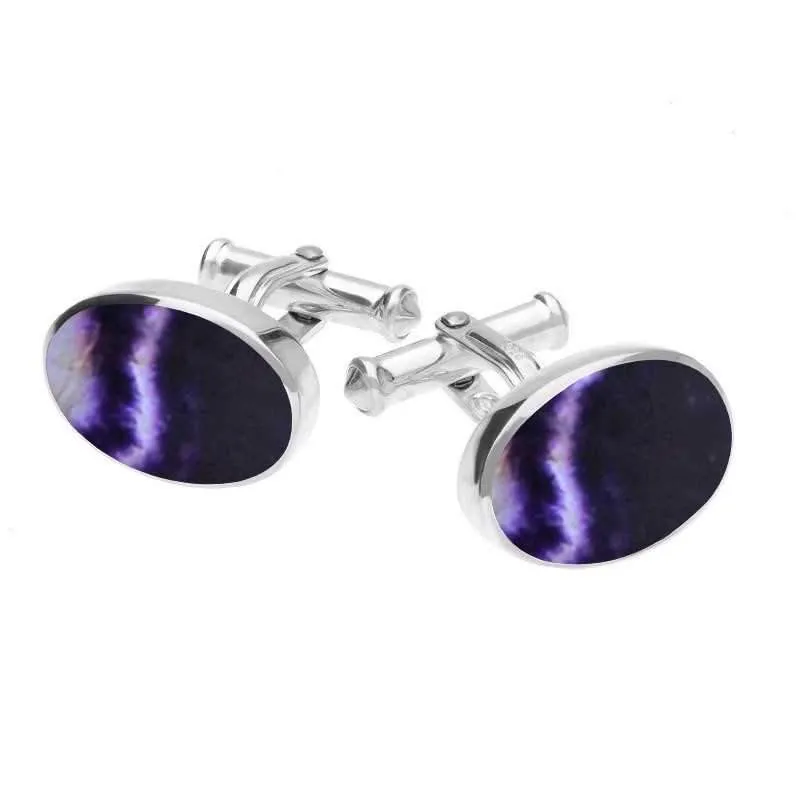Sterling Silver Blue John Oval Cushion Cufflinks sold by Jura Watches