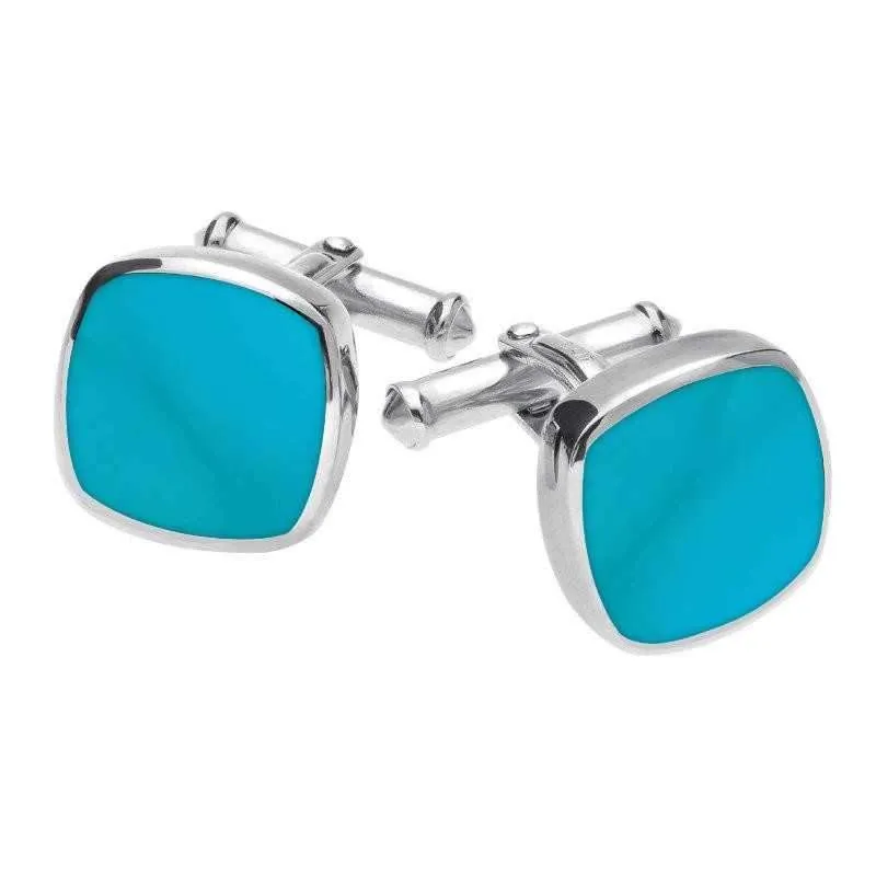 Sterling Silver Turquoise Square Cushion Cufflinks sold by Jura Watches