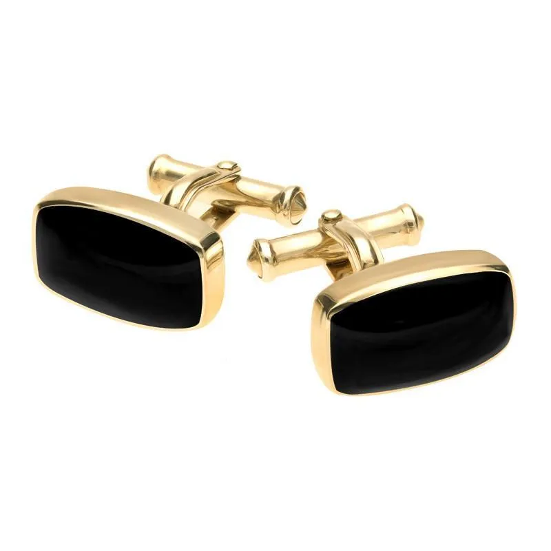 9ct Yellow Gold Whitby Jet Barrel Cufflinks sold by Jura Watches