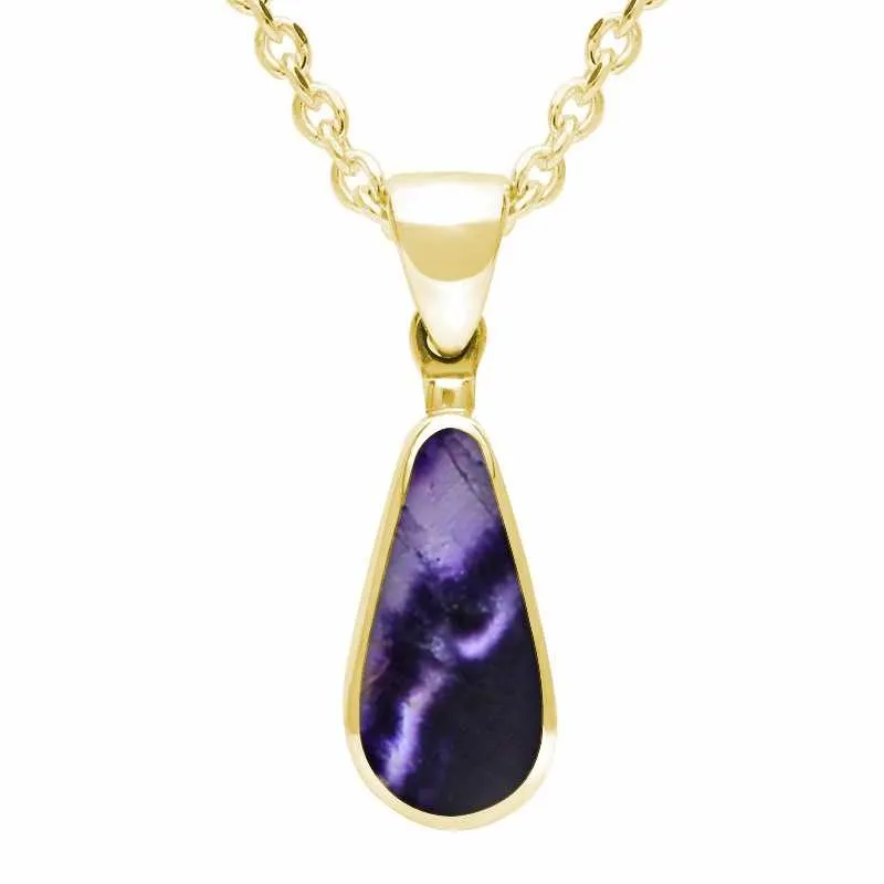 9ct Yellow Gold Blue John Small Pear Necklace sold by Jura Watches