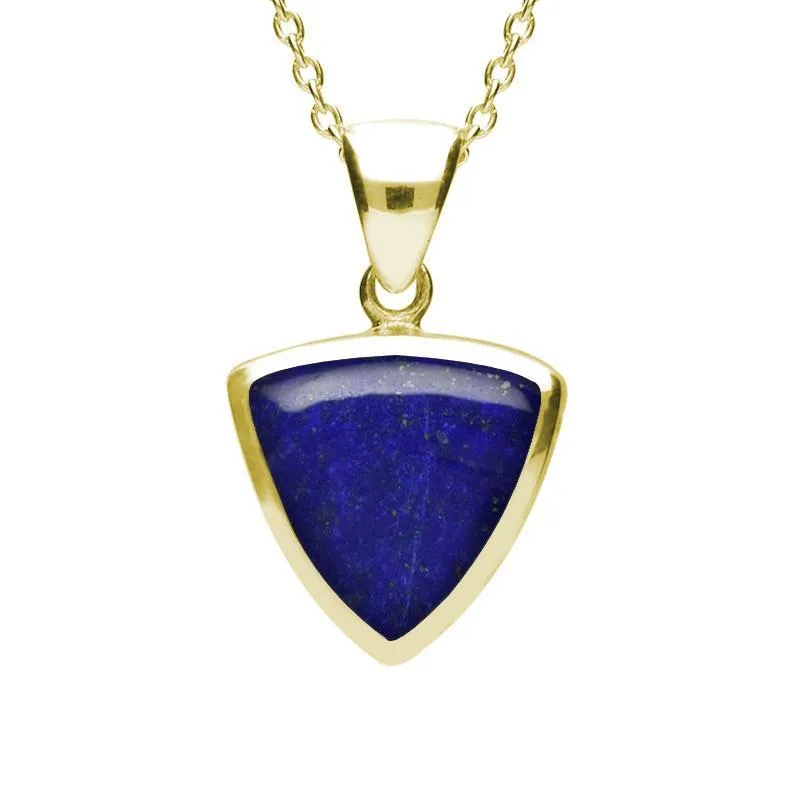9ct Yellow Gold Lapis Lazuli Curved Triangle Necklace sold by Jura Watches