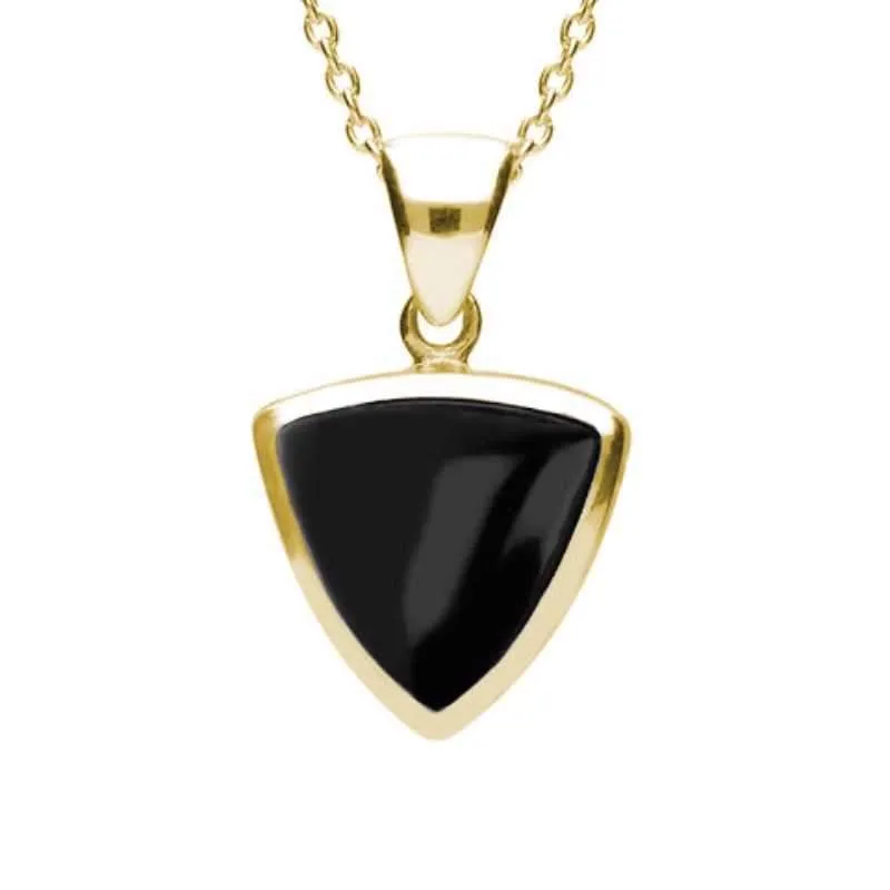 9ct Yellow Gold Whitby Jet Curved Triangle Necklace sold by Jura Watches
