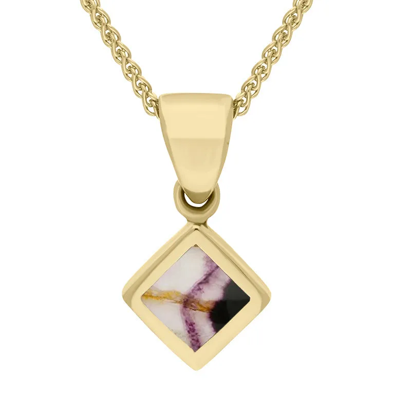 9ct Yellow Gold Blue John Dinky Square Necklace sold by Jura Watches