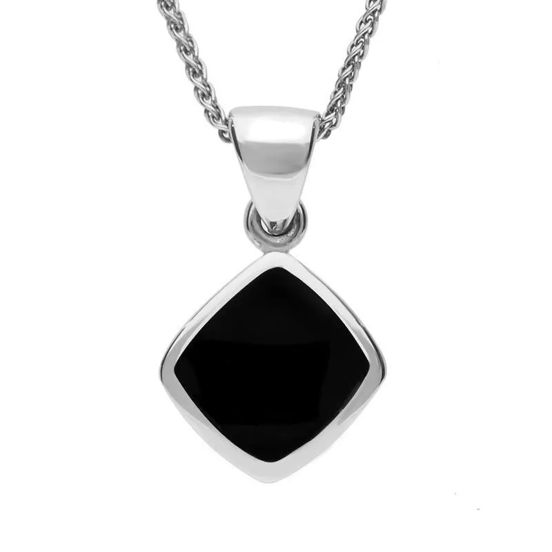 Sterling Silver Whitby Jet Dinky Cushion Necklace sold by Jura Watches