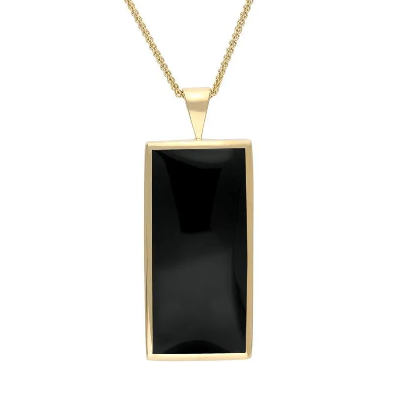 9ct Yellow Gold Whitby Jet Large Oblong Necklace sold by Jura Watches