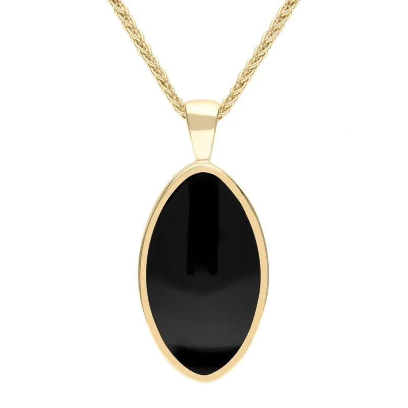 9ct Yellow Gold Whitby Jet Oval Necklace sold by Jura Watches
