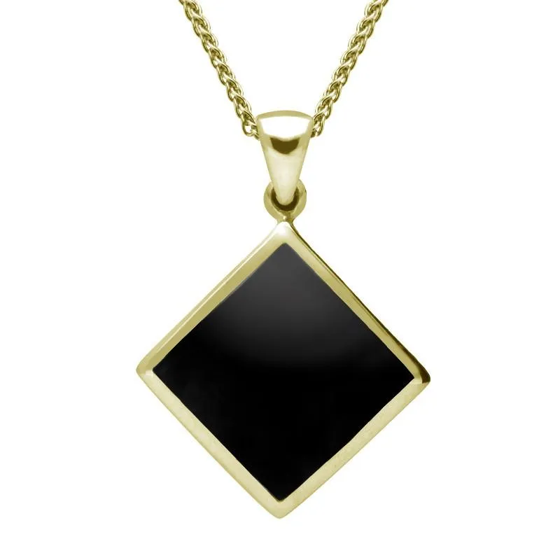 9ct Yellow Gold Whitby Jet Rhombus Necklace sold by Jura Watches