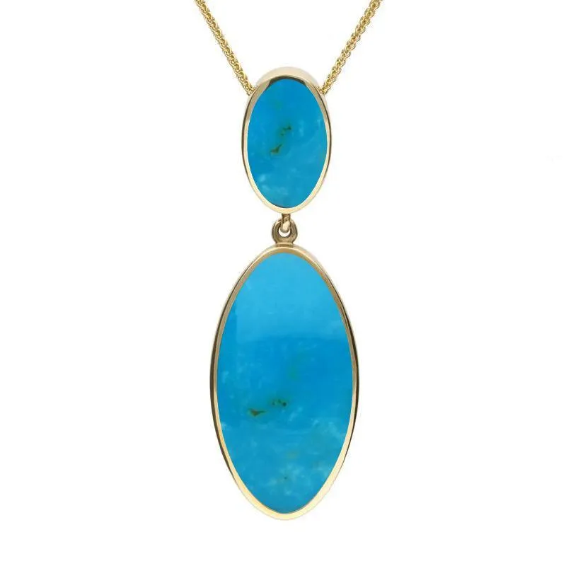 9ct Yellow Gold Turquoise Oval Drop Necklace sold by Jura Watches