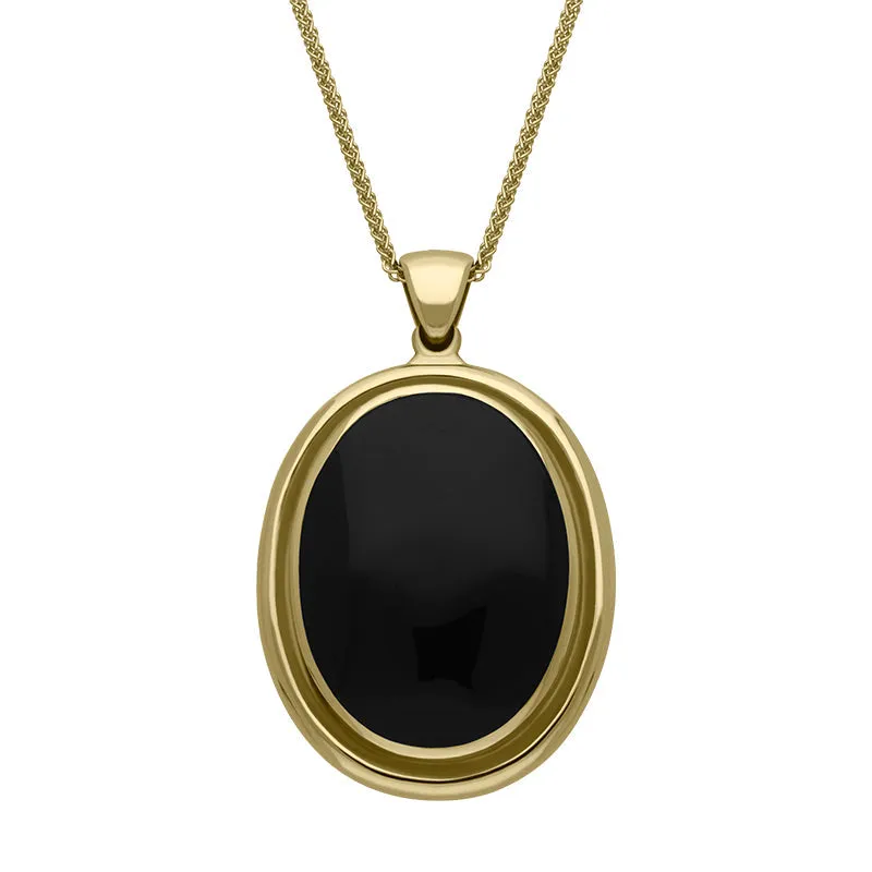 9ct Yellow Gold Whitby Jet Oval Framed Necklace sold by Jura Watches