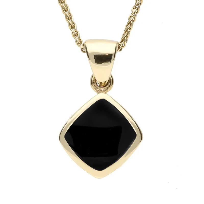 9ct Yellow Gold Whitby Jet Dinky Cushion Necklace sold by Jura Watches