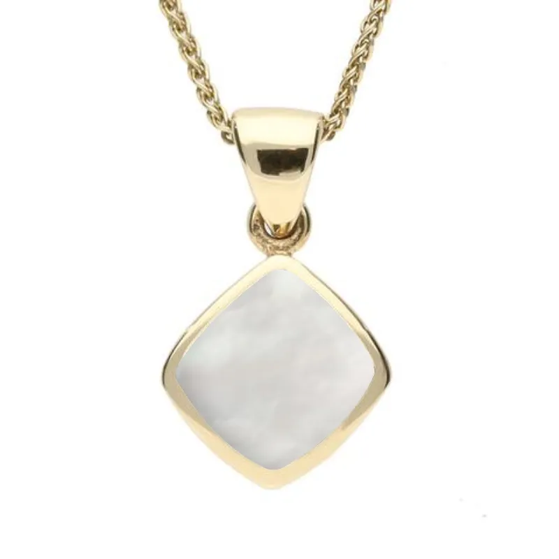 9ct Yellow Gold Mother of Pearl Dinky Cushion Necklace sold by Jura Watches