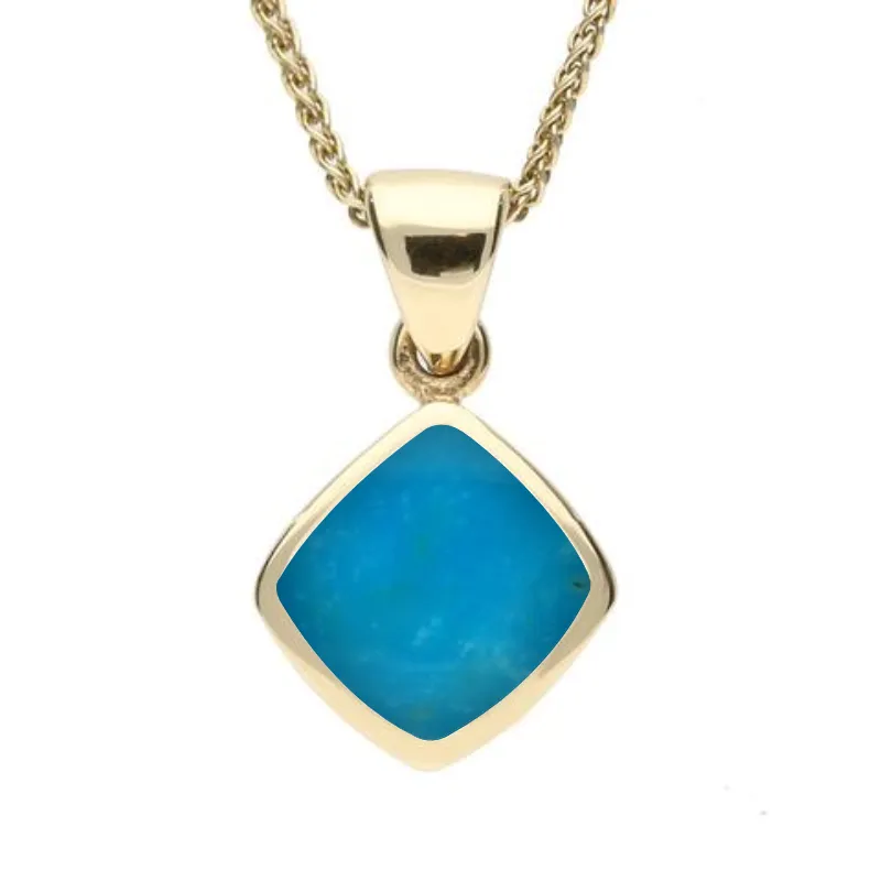 9ct Yellow Gold Turquoise Dinky Cushion Necklace sold by Jura Watches