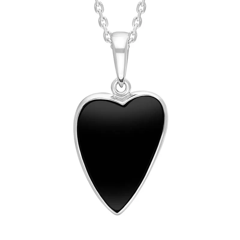 Sterling Silver Whitby Jet Abstract Heart Necklace made by C.W. Sellors