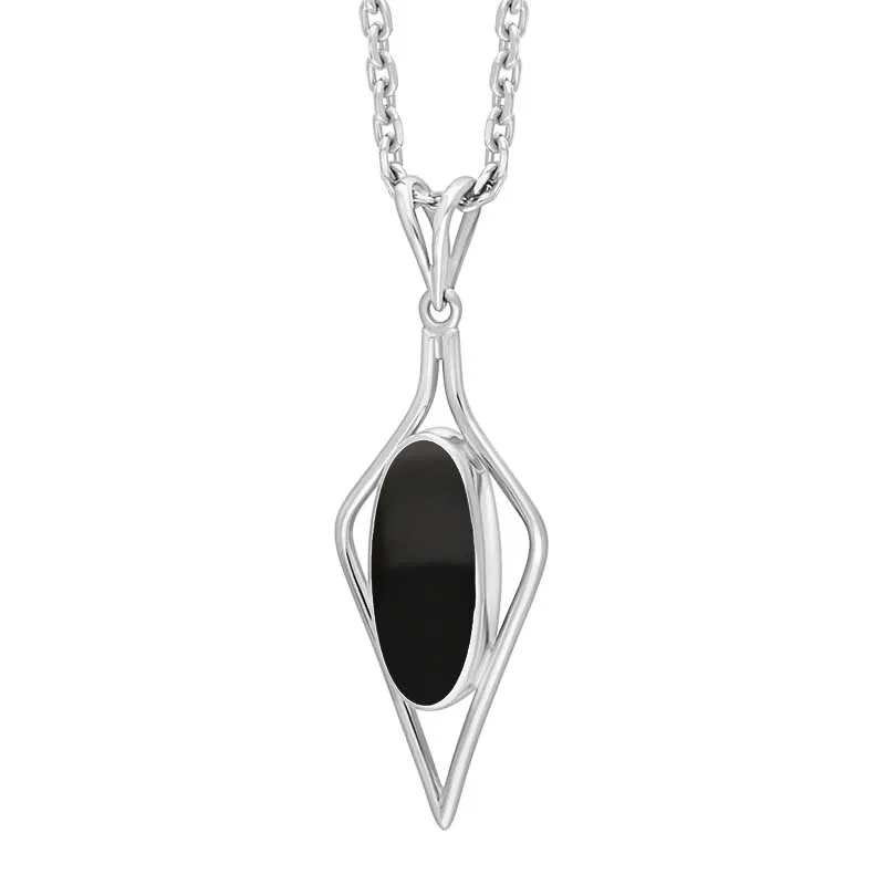 Sterling Silver Whitby Jet Oval Open Frame Necklace sold by Jura Watches product image thumbnail 2