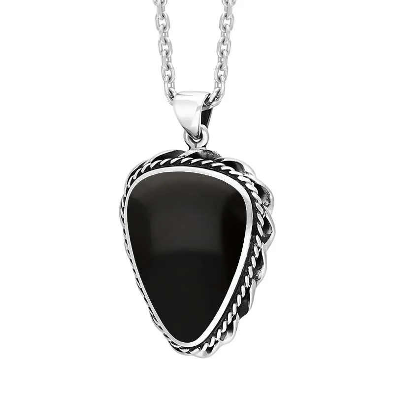 Sterling Silver Whitby Jet Triangle Rope Edge Necklace sold by Jura Watches product image thumbnail 2