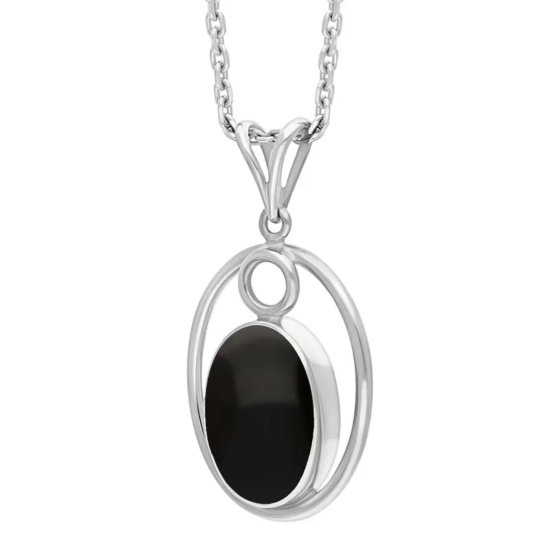 Sterling Silver Whitby Jet Oval Open Frame Necklace sold by Jura Watches product image thumbnail 2
