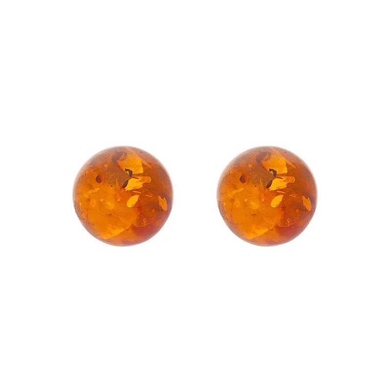 Sterling Silver Amber 10mm Ball Stud Earrings sold by Jura Watches